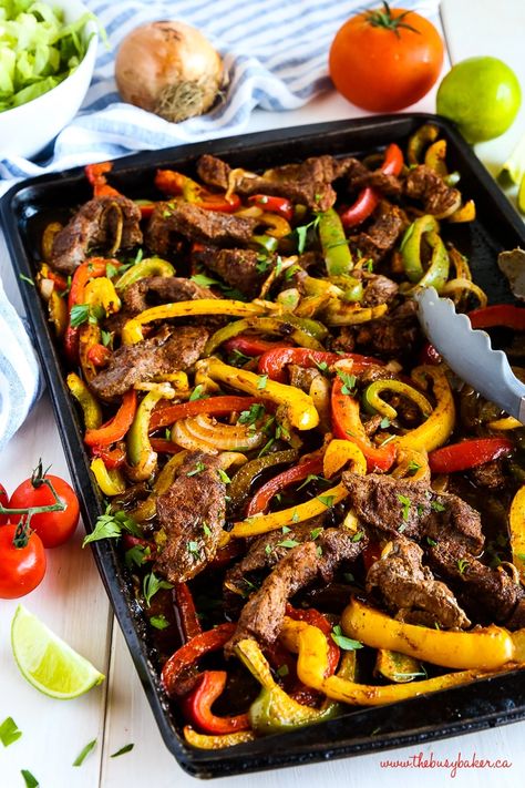 Sheet Pan Steak Fajitas, Beef Fajita Recipe, Sheet Pan Steak, Mexican Steak, Easy Steak Fajitas, Steak Fajita Recipe, Pan Steak, Fajitas Recipe, Beef Fajitas