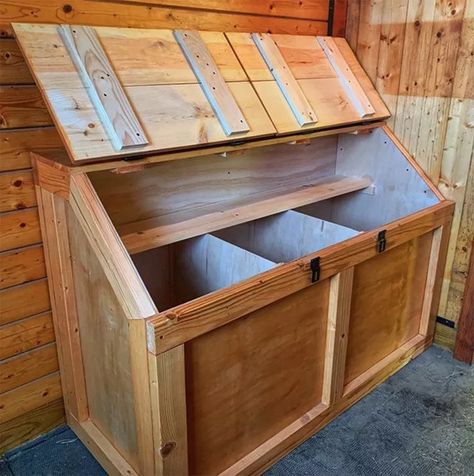 Horse Feed Storage, Horse Feed Room, Tack Room Organization, Small Horse Barns, Feed Room, Horse Tack Rooms, Horse Ownership, Stable Style, Horse Farm Ideas