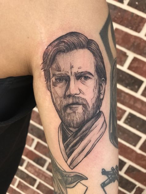 Star Wars Tattoo Obi Wan, Cal Kestis Tattoo, Obi Wan Kenobi Tattoo, Kenobi Tattoo, Obi Wan Tattoo, Obi One, Star Wars Tattoo, Leg Sleeve, Leg Sleeves