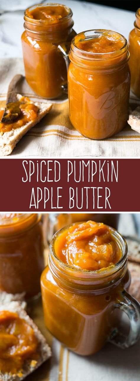 This Pressure Cooker Spiced Pumpkin Apple Butter is a tasty seasonal treat to slather on fresh bread, pancakes, or even as a topping for ice cream. Makes your house smell fabulous too! Pumpkin Apple Butter, Apple Food, Bread Pancakes, Butter Homemade, Food Fall, Apple Butter Recipe, Homemade Apple Butter, Apple Pumpkin, Squash Puree