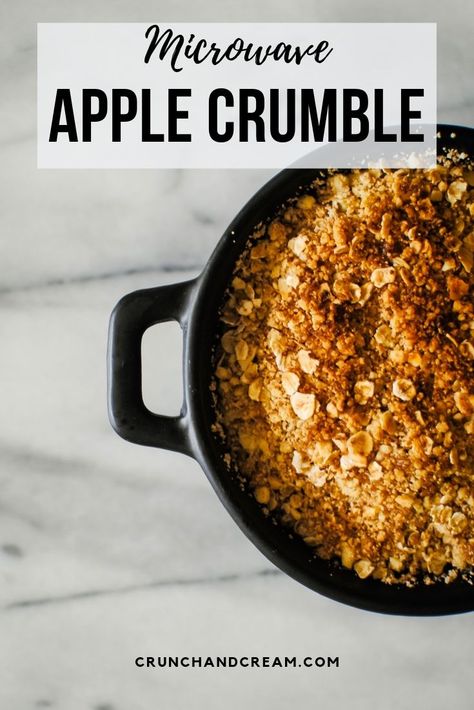 this microwave apple crumble is a perfect single-serving dessert for one that comes together in under 10 minutes. It's quick, easy and is a perfect winter dessert. it's also great for college students. Apple Crumble For One, Homestead Baking, Microwave Apple, Dessert For One, Microwave Apples, College Recipes, Microwave Dessert, Winter Dessert, Giant Chocolate Chip Cookie