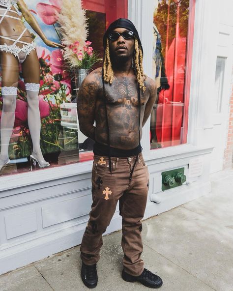 Offset Rapper Outfit, Offset Outfits Rapper, Offset Rapper, Rapper Outfit, Rapper Outfits, What Goes Around Comes Around, Style Ideas, Leather Pants, Design Ideas