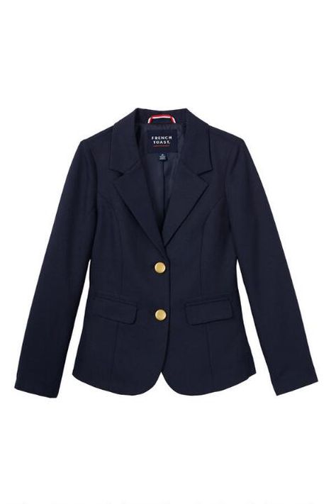 Navy Blazer (allowed because "better than uniform dress code") Dark Academia Uniform, Uniform Blazer, Private School Uniforms, Navy Blue Uniform, School Jumpers, School Blazer, Girls Blazers, School Jacket, Navy Girl