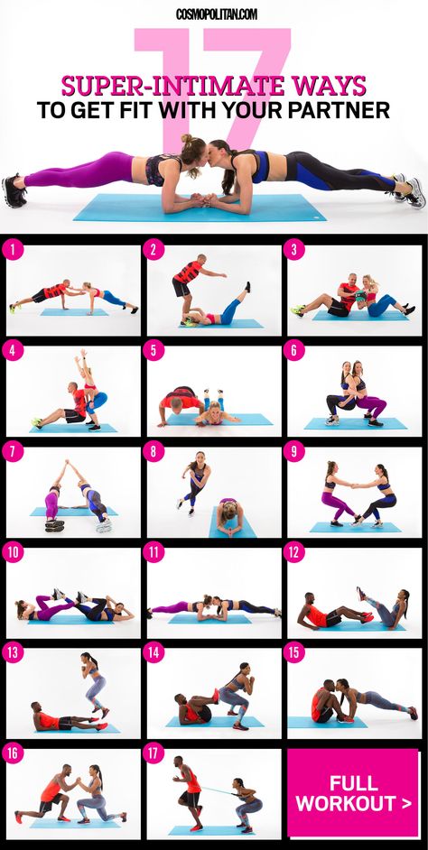 ​17+Super-Intimate+Ways+to+Get+Fit+With+Your+Partner  - Cosmopolitan.com Couples Workout Routine, Workout Partner, Outdoor Workout, Fitness Routines, Buddy Workouts, Partner Yoga, Partner Workout, Wallpaper Tumblr, Fit Couples