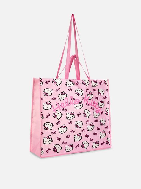 Pink Extra Large Hello Kitty Shopper Bag | Primark Hello Kitty Items, Shopping Tote Bag, Shoulder Tote Bag, Shopper Bag, Shoulder Tote, 50th Anniversary, Pink Bag, Extra Large, Hello Kitty