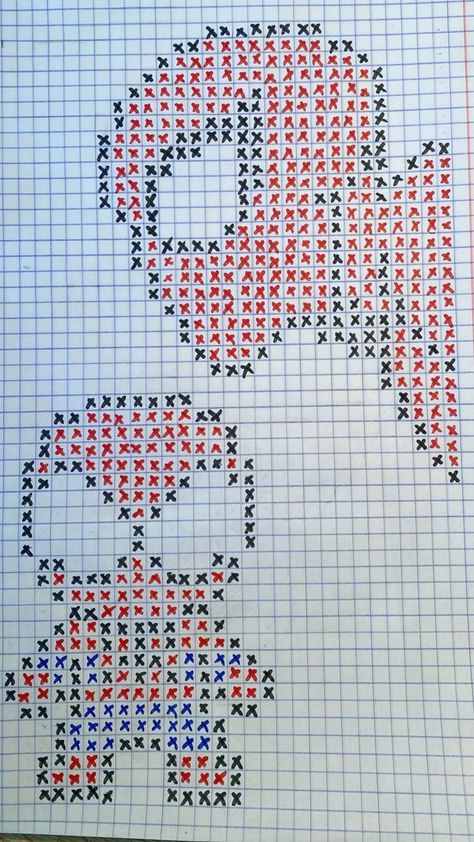 Pixel Art Pattern On Graph Paper, Dot Paper Art, Graph Paper Art Spiderman, What To Draw On Graph Paper, Cute Easy Cross Stitch Patterns, Easy Pixel Art Crochet, Graph Paper Pixel Art, Cute Grid Art, Pixel Paper Art