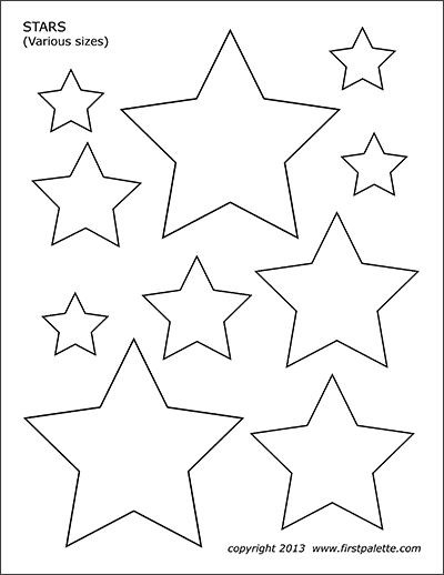 Free printable stars of various sizes to color and use for crafts and other learning activities. Printable Stars Prints, Star Stencil Templates, Star Felt Pattern, Felt Shapes Templates, Free Star Pattern Printable, Star Shape Template, 5 Point Star Template, Star Shapes Template Free Printable, Star Patterns Printable