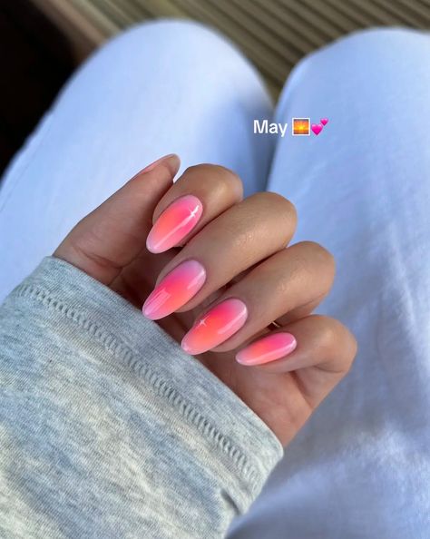 Nail Inspo Vacation, Sunset Aura, Nails Aura, Pink Tip Nails, Cruise Nails, Sunset Nails, Nails Neon, Aura Nails, September Nails