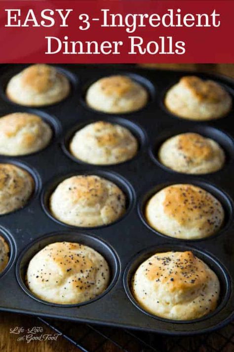 These Quick 3-Ingredient Dinner Rolls made with mayonnaise are so easy and delicious! Ready in about 20-minutes, these quick rolls bake up with a light and airy texture. #bread #quickbread #muffin Muffin Tin Dinner Rolls, Quick Rolls Recipe, Quick Dinner Rolls, Dinner Rolls Easy, 3 Ingredient Dinners, Quick Rolls, No Yeast Dinner Rolls, Homemade Rolls, Homemade Dinner Rolls