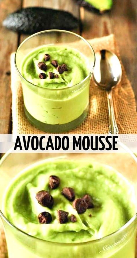 Avocado Mousse Savory, Avacado Mousse, Healthy Mousse, Avocado Lunch Recipes, French Chocolate Mousse Recipe, Avocado Snack Ideas, Avocado Pasta Recipes, Avocado Mouse, French Chocolate Mousse