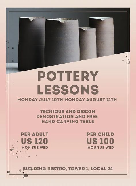 Workshop Advertisement, Workshop Poster Design, Pottery Poster, Class Poster Design, Workshop Poster, Pottery Sale, Class Poster, Pottery Lessons, Poster Template Design