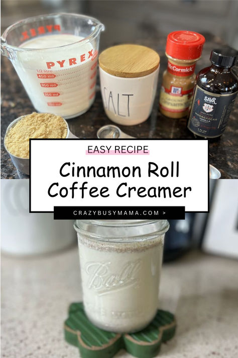 Homemade Coffee Creamer Recipe - Cinnamon Roll Cinnamon Coffee Creamer, Diy Coffee Creamer, Diy Cinnamon, Vanilla Coffee Creamer, Homemade Coffee Creamer, Coffee Creamer Recipe, Creamer Recipe, Cinnamon Dolce, Cinnamon Coffee