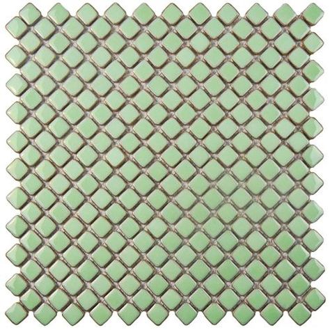 Hudson Diamond Light Green 12-3/8"x12-3/8" Porcelain Mos Marine Colors, Diamond Tile, Diamond Lighting, Ceramic Subway Tile, Merola Tile, Porcelain Mosaic Tile, House Tiles, Green Tile, Mosaic Flooring