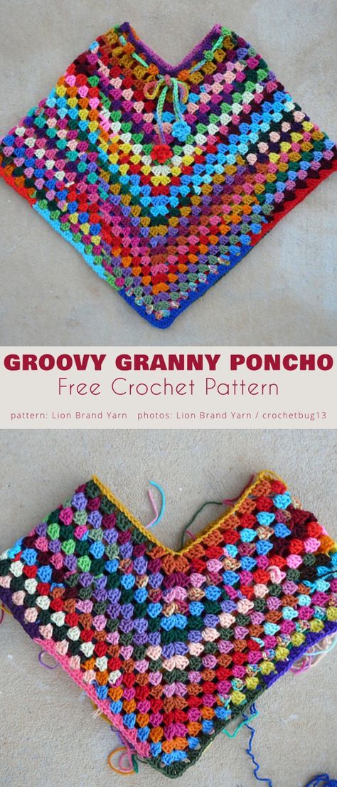 Granny Poncho Free Crochet Patterns Girls Poncho Crochet Pattern Free, Girls Poncho Crochet Pattern, Kids Poncho Pattern, Crochet Poncho Patterns Kids, Crochet Poncho Patterns Easy, Crochet Poncho Kids, Crochet Baby Poncho, Granny Square Haken, Crochet Styles