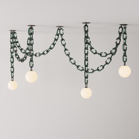 Trueing Lighting Collections Swag Chandelier, Terrazzo Floors, Elements Of Color, Chain Links, Chandeliers And Pendants, Edison Light Bulbs, Lighting Collections, Chain Pendants, The Light