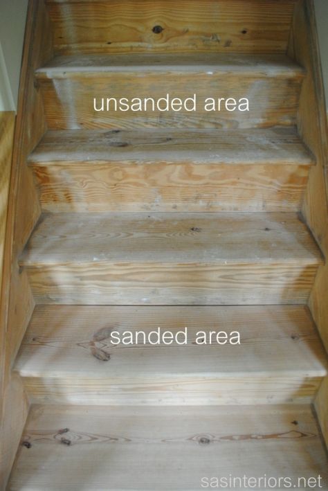 carpeted stairs to wood sanding the wood Sanding Stairs, Stained Stairs, Carpet To Wood Stairs, Staining Stairs, Remodel Stairs, Stairs Diy, Redo Stairs, Diy Staircase Makeover, Wood Sanding