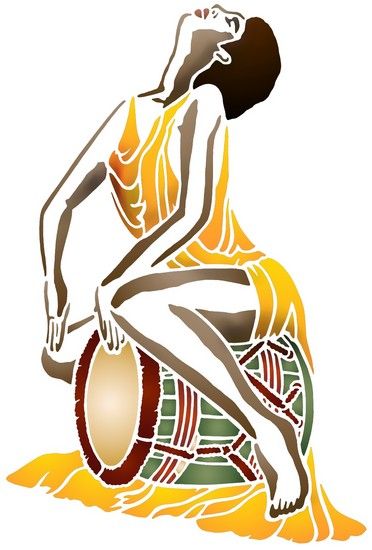 pochoir de Femme créole tambour en plastique très résistant réutilisable à volonté. Fabrication française. Pochoir de qualité. African Women Painting, Black Baby Art, Arte Jazz, Africa Painting, Africa Art Design, African Tattoo, African Women Art, African Dance, Afrique Art