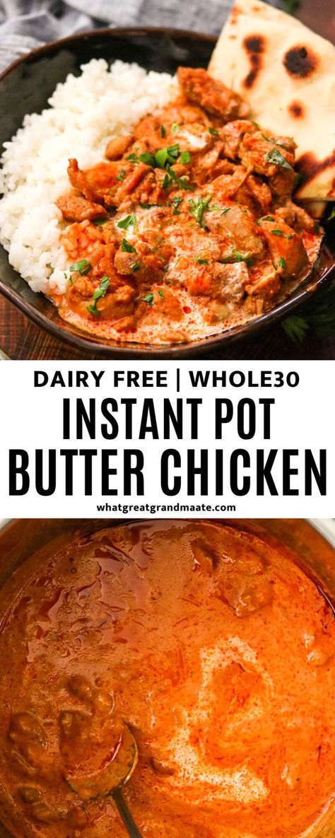 This quick and easy Instant Pot butter chicken is creamy, comforting, and packed with flavor from the combination of delicious spices. Enjoy with rice, naan, or cauliflower rice! Sesame Chicken Slow Cooker, Chicken Dairy Free, Chicken Recipe Keto, Spicy Chicken Bites, Keto Butter Chicken, Keto Dairy Free, Instant Pot Butter Chicken, Instant Meals, Keto Dairy