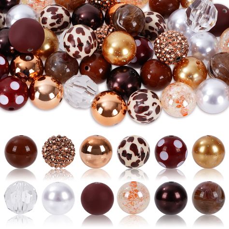 Brown Pearls, Beaded Pens, Chunky Bead Necklaces, Craft Products, Beading Tools, White Cow, Bracelets Diy, Bubblegum Beads, Color Beads