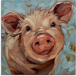 Stupell Industries Modern Pig Portrait Farm Animal Canvas Wall Art, Design by Andrea Lavery Andrea Lavery, Pig Portrait, Farm Painting, Pig Stuff, Pig Painting, Pet Projects, Afrique Art, Pig Art, 얼굴 그리기