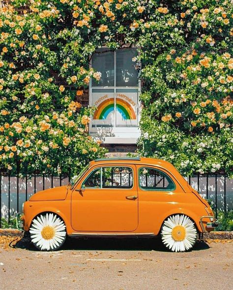 Mundo Hippie, Orange Car, Hippie Aesthetic, Hippie Life, Happy Soul, Orange Aesthetic, Wonderful Picture, Pretty Cars, Choose Happy