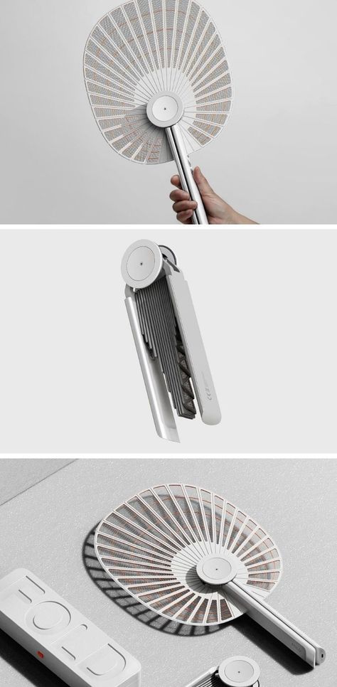 Take for instance the FOLD, an electric fly-swatter that instead of being a rigid racquet, models itself on the folding fan. The FOLD’s unique design allows it to fold down into the size of a baton that you can carry around with you (or even slip right into your duffle bag when you go camping or on an outdoor trip). READ & VIEW MORE NOW! Folding Fan Design, Fans Design, Wind Fan, Deconstructivism, Cmf Design, Fly Swatter, Tokyo Design, New Technology Gadgets, Unique Gadgets