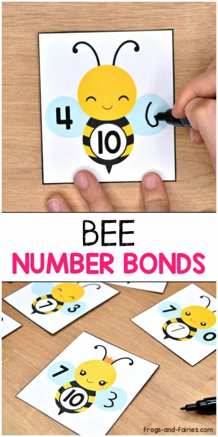 Number Bond Activities, Number Bonds Worksheets, Number Bonds To 10, Bee Activities, Bee Classroom, Number Bond, Activities Kindergarten, Playful Learning, Math Activities For Kids