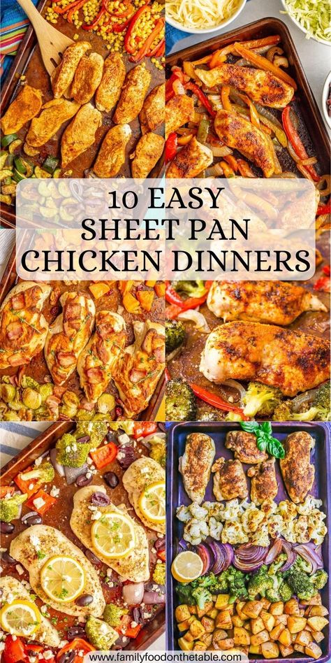 Sheet pan chicken dinners make it a breeze to get a well-rounded meal on the table without a lot of effort. Check out these 10 delicious sheet pan dinners for tons of different flavor ideas your family will love! Sheet Pan Dinners Healthy, Pan Dinner Recipes, Healthy Sheet Pan, Easy Sheet Pan Dinners, Sheet Pan Suppers, Sheet Pan Dinners Recipes, Recipe Sheets, Pan Dinners, Chicken Dinners