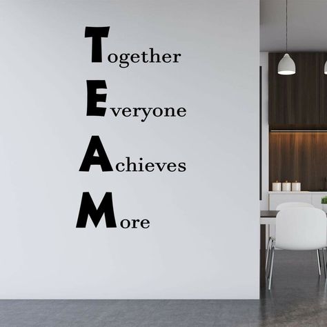 Winston Porter Team - Together Everyone Achieves More Office Quotes Wall Decal & Reviews | Wayfair Together Everyone Achieves More, Office Quotes Wall, Casa Feng Shui, Nice Office, Accountability Quotes, Room Signage, Medical Sales, Office Wall Design, Brilliant Quote