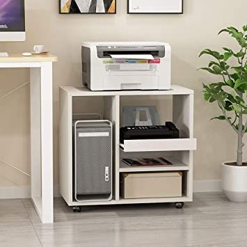 Computer Desk With Printer Storage, Computer And Printer Desk Ideas, Printer And Shredder Storage Ideas, Computer Storage Ideas, Office Printer Storage Ideas, Hidden Printer Storage Ideas, Desk With Printer Storage, Printer Stand Ideas, Printer Storage Ideas