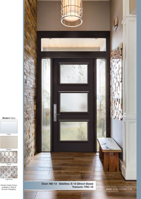 Black Fromt Door, Entry Doors Modern, Fromt Doors, Entry Way Door, Modern Entry Doors, Entry Door With Sidelights, Ranch House Remodel, Modern Entry Door, Modern Doors