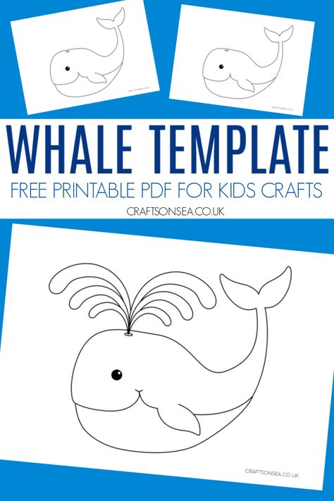 Whale Template (FREE Printable PDF) Easy Ocean Crafts, Whale Template, Ocean Crafts For Kids, Whale Printable, Whale Craft, Free Classroom Printables, Snail And The Whale, Whale Crafts, Whale Coloring Pages