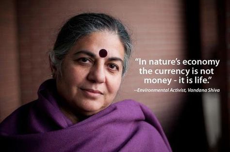 "In nature's economy, the currency is not money - it is life".   - Environmental Activist, Vandana Shiva Vandana Shiva, Norwex Biz, Environmental Quotes, Environmental Activist, Save Our Earth, Save Earth, What’s Going On, A Quote, Shiva