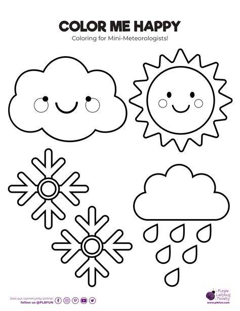 Weather Coloring Pages Free Printable, Weather Activity Preschool, Weather For Kindergarten, Weather Crafts For Preschoolers, Weather Art Preschool, Weather Worksheets Preschool, Free Weather Printables, Weather Worksheets For Kindergarten, Weather Crafts For Toddlers