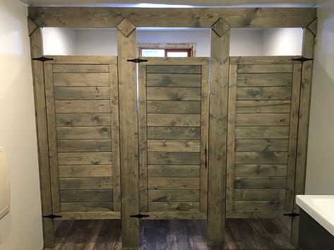 Venue Bathroom Ideas, Venue Bathroom, Bathroom Stall Doors, Bathroom Stalls, Barn Bathroom, House Flipper, Bathroom Stall, House Flippers, Restroom Design