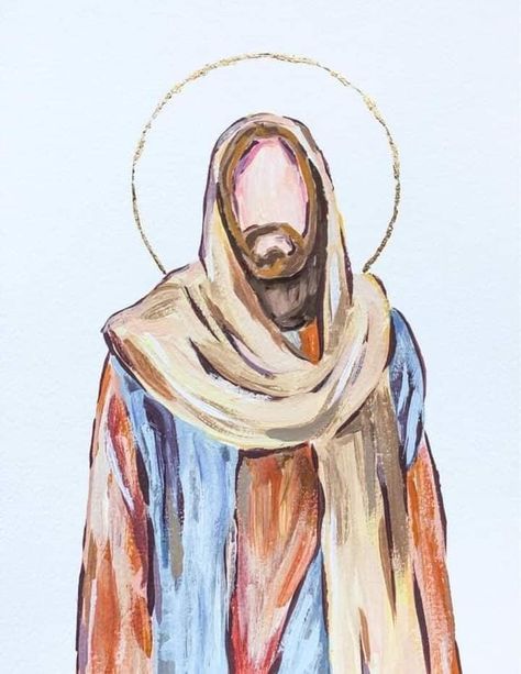 Abstract Jesus Painting, Religious Watercolor Paintings, Catholic Painting Ideas, Painting Of God, Biblical Watercolor Paintings, Christ Painting, Catholic Art Paintings, Jesus Canvas Painting, Catholic Watercolor