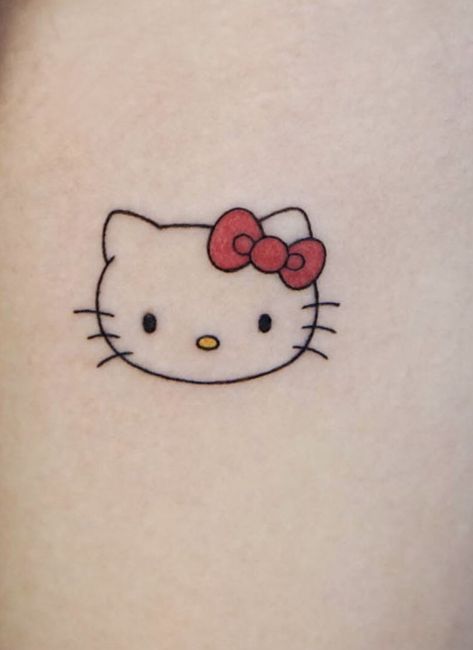 Hello Kitty Tattoo Small, Tatuajes Hello Kitty Tattoos, Tatuaje Hello Kitty, Night Bike Ride Video, Hello Kitty Tattoo, Kitty Tattoos, Night Bike Ride, Nerd Tattoo, Hello Kitty Tattoos