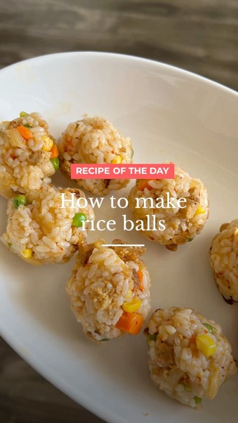 Rice Balls For Baby, Blw Rice Balls, Rice Ball Shaker Recipes, Fried Rice Ball, Toddler Rice Balls, Shrimp Rice Balls, Sticky Rice Balls Recipe, Rice Blw, How To Make Rice Balls