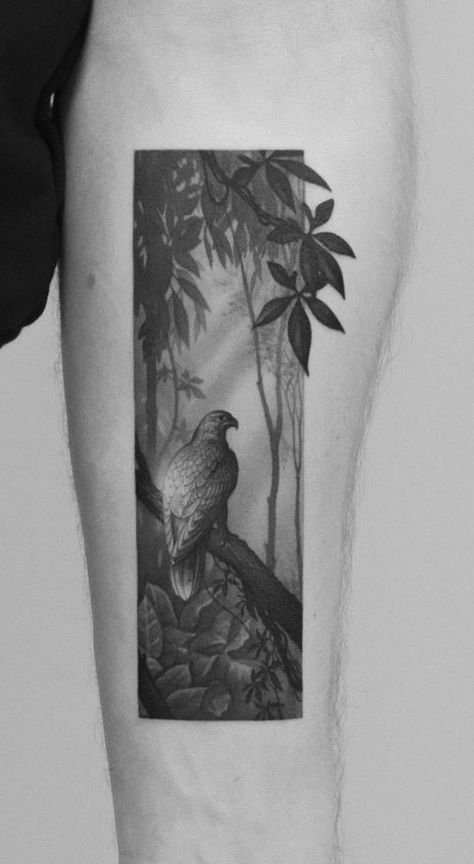 Raven Tattoo Jungle Tattoo, Supreme Art, Raven Tattoo, Grey Tattoo, Dope Tattoos, Tattoo Inspo, Animal Tattoos, Black And Grey Tattoos, Maple Leaf Tattoo