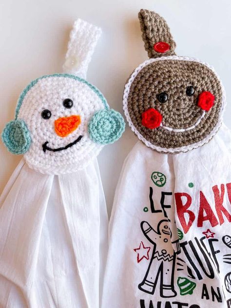 Crocheted Snowman, Crochet Towels, Snowman Crochet, Crochet Towel Holders, Towel Toppers, Crochet Towel Topper, Crochet Kitchen Towels, Crochet Knit Sweater, Crochet Pattern Instructions