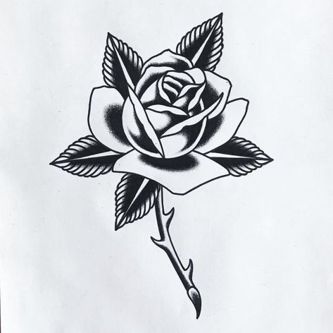 Rose Thorn Tattoo, Rose Stem Tattoo, American Traditional Rose, Traditional Heart Tattoos, Old School Rose, Ink Tattoo Design, Thorn Tattoo, Red Tattoo Ideas, Abstract Tattoo Ideas