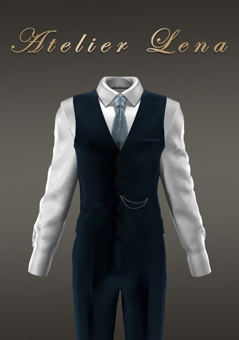 [Atelier Lena] Waistcoat Suit Set | Patreon Hair The Sims 4, Waistcoat Suit, Mods Sims 4, Sims 4 Men Clothing, Sims 4 Male Clothes, Sims 4 Tsr, Sims Packs, Rich Clothes, Pelo Sims