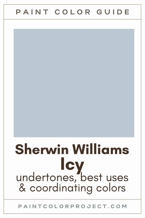 Sherwin Williams Icy: a complete color review - The Paint Color Project Icy Sherwin Williams Paint, Light Blue Paint Colors For Bedroom Sherwin Williams, French Blue Paint Color Sherwin Williams, Light Blue Sherwin Williams Paint, Sherwin Williams Light Blue Paint Colors, Icy Blue Paint Color, Icy Avalanche Sherwin Williams, Sherwin Williams Icy, Light Blue Paint Color