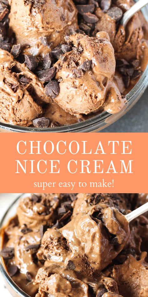 Banana Nice Cream Chocolate, Ice Cream Alternative Healthy, Nice Cream Without Bananas, Chocolate Nicecream Bowl, Nice Cream No Banana, Healthy Ice Cream Alternatives, Coffee Nice Cream, Nice Cream Recipes, Vegan Nice Cream