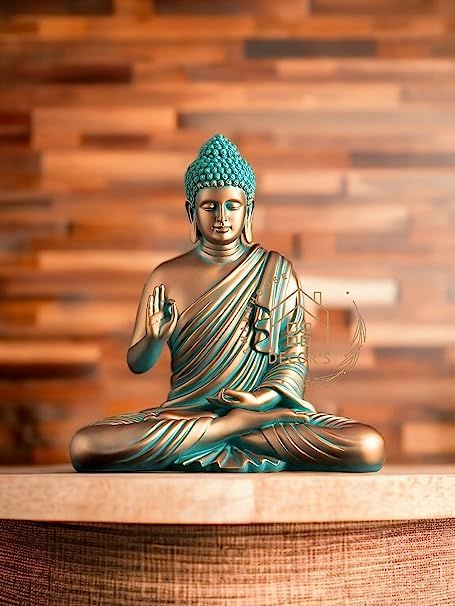 Swarn House Decor's Swarnhouse Decors Beautiful Sitting Buddha Idol Statue For Home & Garden Living Room | Healing Spirit Blessing Buddha Statue - 15 Inch Size (Blue) Buddha Statue In Living Room, Buddha Statue Home Entrance, Buddha Statue Garden, Blessing Buddha, Buddha Statue Home, Color Home Decor, Indoor Courtyard, Buddha Idol, Garden Living Room