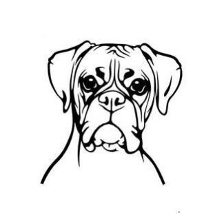 Boxer Tattoos Dog, Boxer Drawing Easy, Boxer Coloring Page, Boxer Svg Free, Boxer Dog Tattoo Ideas Simple, Boxer Dogs Drawing, Dog Boxer Tattoo, Boxer Dog Outline Tattoo, Boxer Dog Drawing Easy