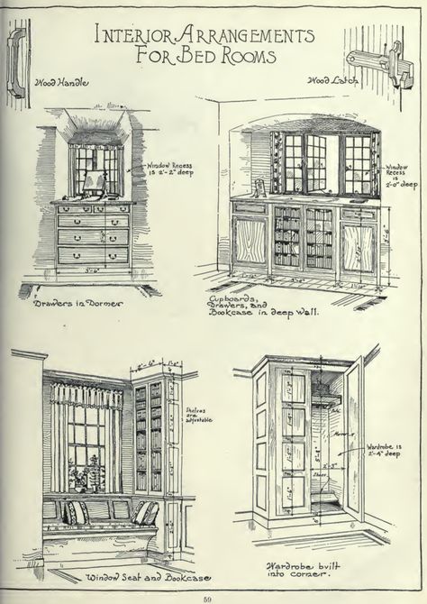 Craftsman Interiors, Bedroom Built Ins, Arts And Crafts Interiors, Bungalow Bedroom, Craftsman Interior, Craftsman Bungalow, Vintage House Plans, Small Bedrooms, Craftsman Style Home