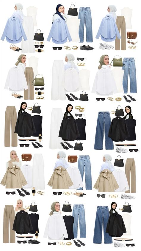 First Day Of University Outfit Hijab, Modest Outfit Capsule, Modest Old Money Outfits Hijab, Clothes Hijab Fashion Styles, Hijab Date Outfit, Modesty Outfits Hijab, Fall Outfit Hijab, Hijab Capsule Wardrobe, Hijab Minimalist Style