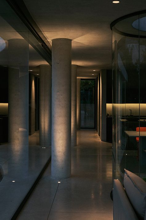 Steel Architecture, Column Lighting, Concrete Interiors, Concrete Background, Concrete Facade, Concrete Materials, Column Design, Concrete Color, Curved Walls