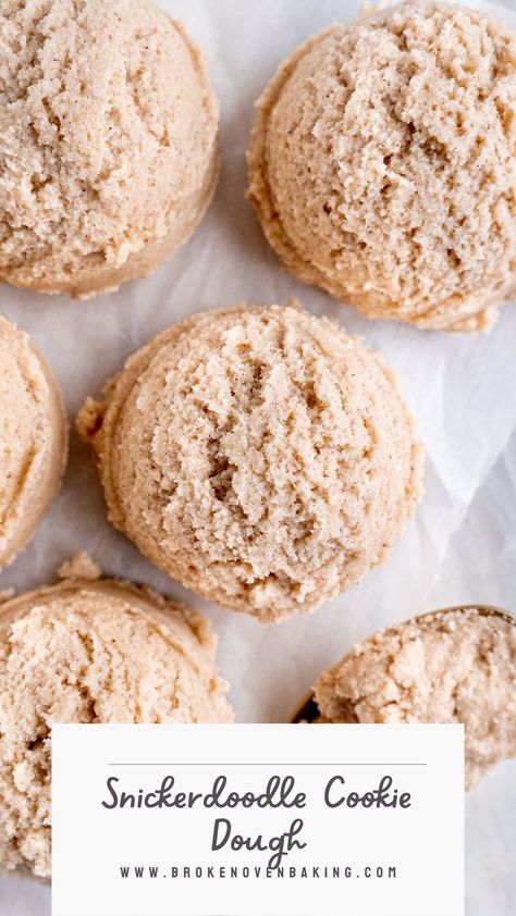 Snickerdoodle cookie dough combines the nostalgic, warm flavors of your favorite cookies with the pure joy of eating cookie dough straight from the bowl. This recipe will bring you straight back to childhood! With no raw eggs or raw flour, the best part of this recipe is that you don't have to worry - it's safe to eat as much raw cookie dough as you want! Snickerdoodle Recipes, Snickerdoodle Cookie Dough, Eating Cookie, Cookie Dough To Eat, Edible Cookie Dough Recipe, No Bake Cookie Dough, Raw Eggs, Snickerdoodle Cookie, Raw Cookie Dough